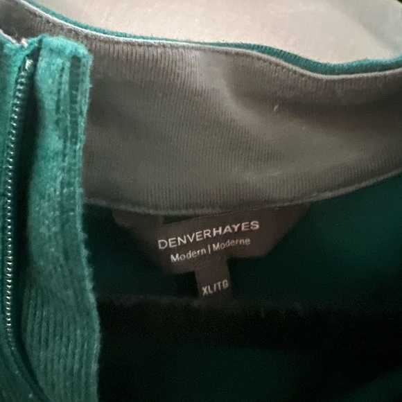 Green long sleeve rib sweater with neck zipper - Picture 2 of 3